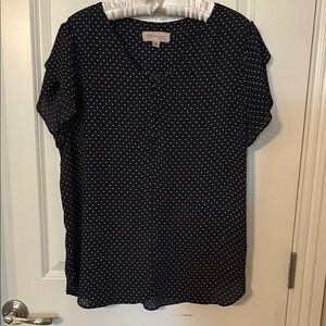 Philosophy Navy and White Polka Dot Blouse